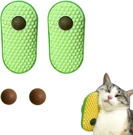 2 Pcs Catnip Balls for Cats,Cat Wiper Catnip Balls That Stick on Wall, Cat Massager 2 Massagers and 4 Balls (green)