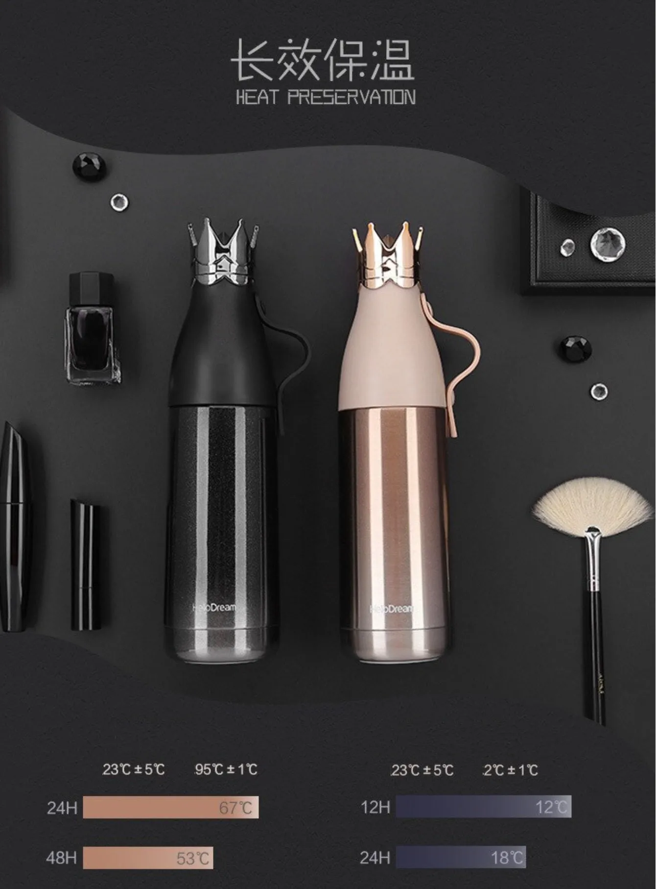 350ml Crown Stainless Steel Hot Portable Water Bottle