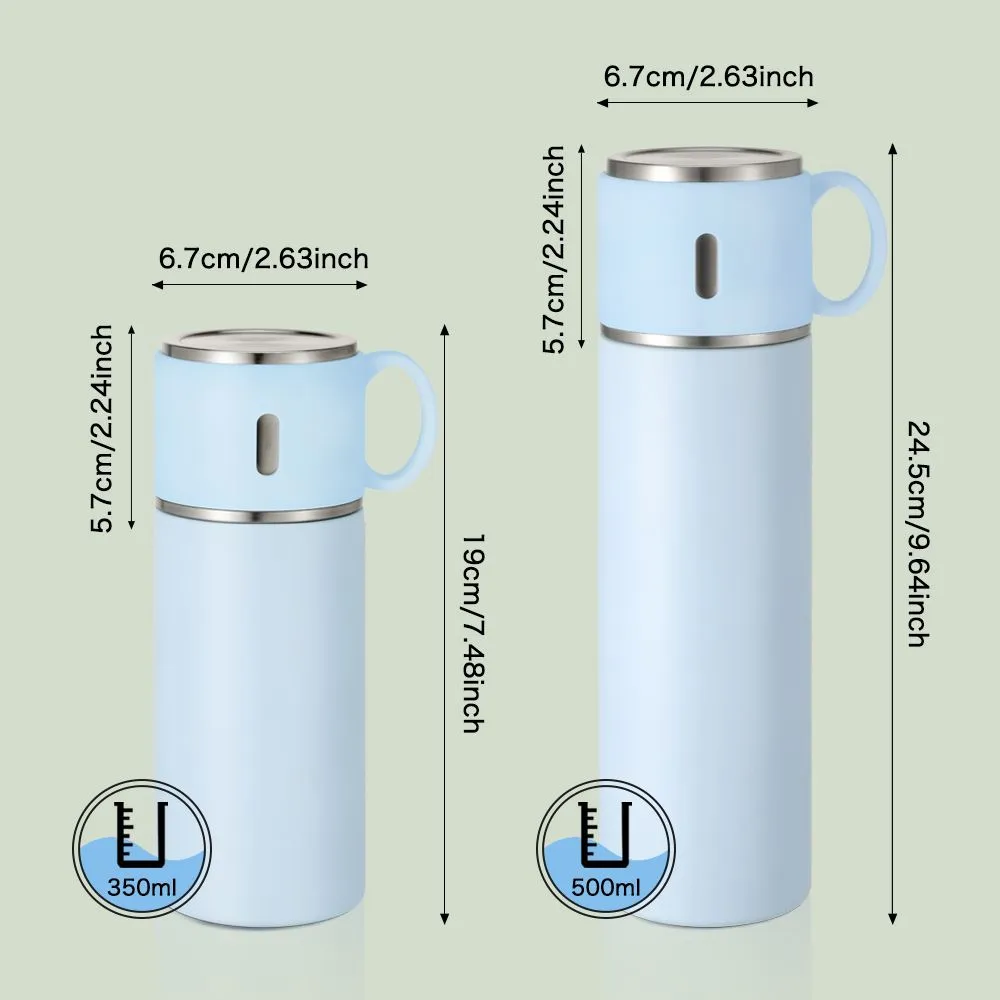 350ml Stainless Steel Bottle with Cup Lid - Blue