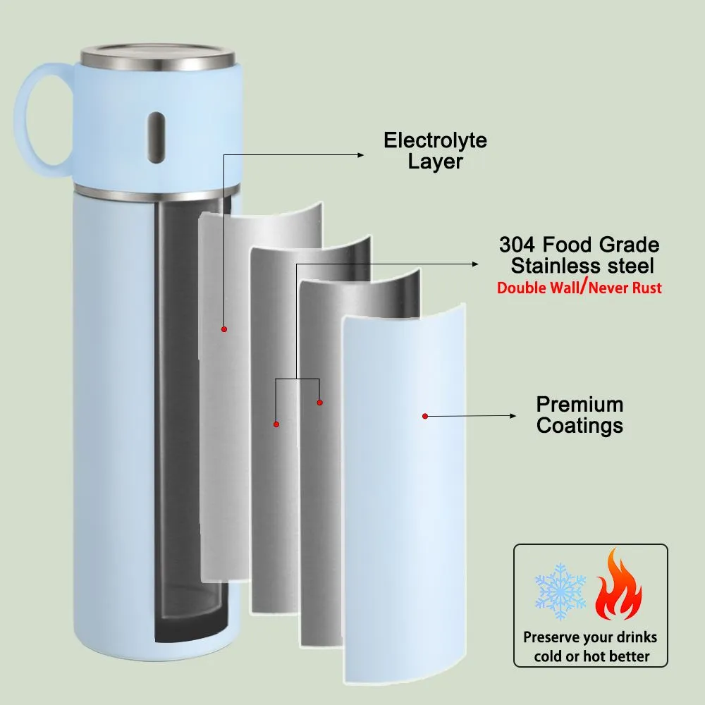 350ml Stainless Steel Bottle with Cup Lid - Blue