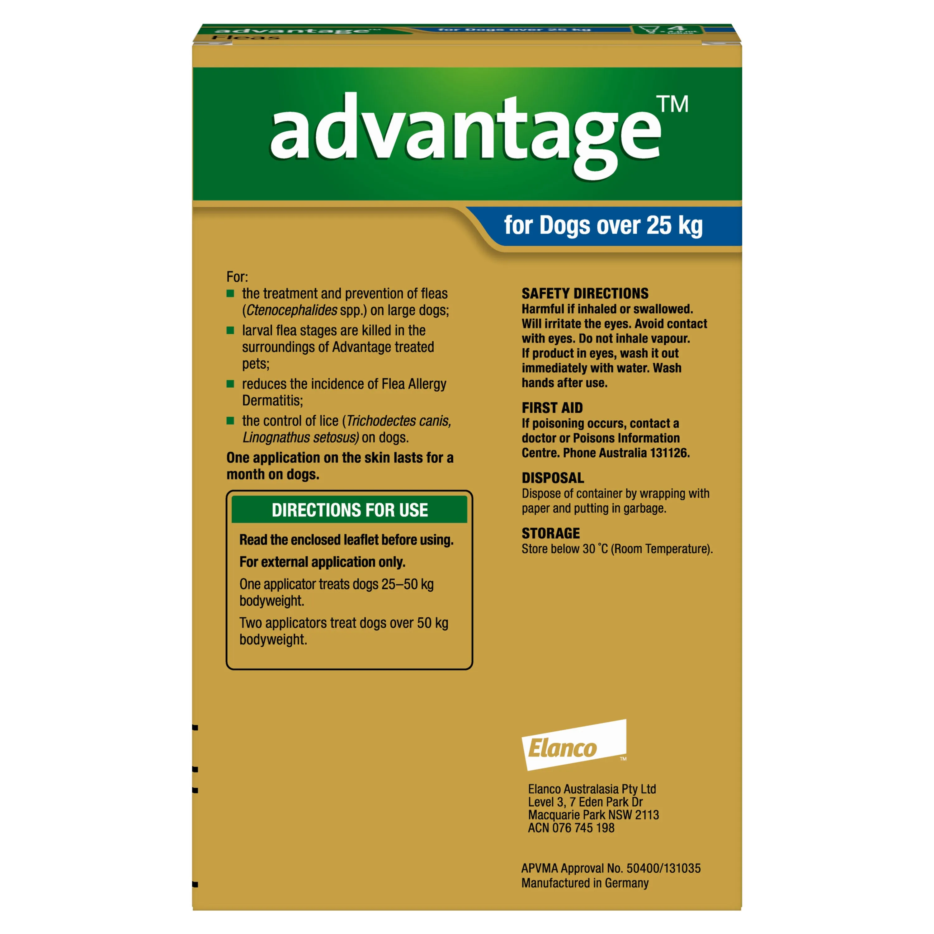Advantage Spot-On Flea Treatment 25kg  Dog