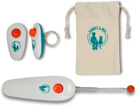 ALBERT & MIA Cat Training Kit (4 Pieces) - Quiet Clicker   Target Stick Clicker   Treats Pouch   Cat Clicker Training Start Guide (Beginner to Expert)