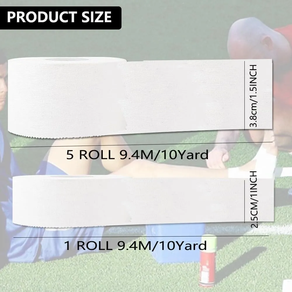 ANAMPION (6 Pack) White Athletic Sports Tape Very Strong Easy Tear No Sticky Residue Tape for Athlete & Sport Trainers & First Aid Wrap,Suitable for Bats,Tennis,Gymnastics & Boxing
