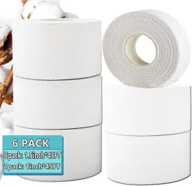 ANAMPION (6 Pack) White Athletic Sports Tape Very Strong Easy Tear No Sticky Residue Tape for Athlete & Sport Trainers & First Aid Wrap,Suitable for Bats,Tennis,Gymnastics & Boxing