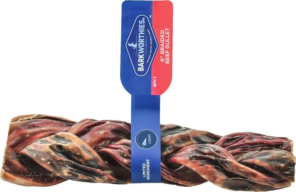 Barkworthies Braided Beef Gullet Sticks Dog Chew