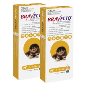 Bravecto Spot-on for Dogs 2kg-4.5kg (Yellow) - 2 Pack Value Bundle