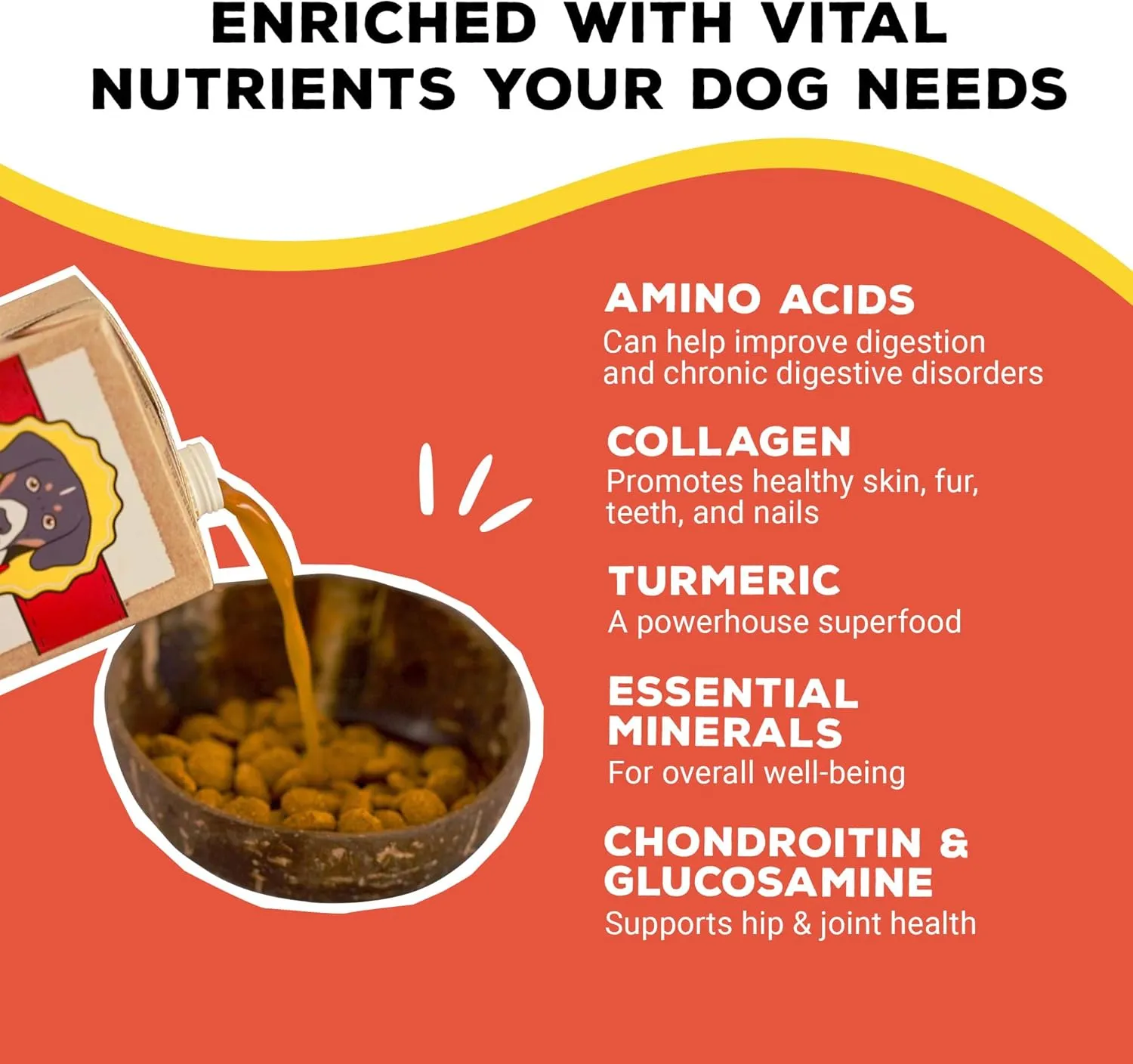 Brutus Bone Broth for Dogs | All Natural | Made in USA | Glucosamine & Chondroitin for Healthy Joints | Human Grade Ingredients | Hydrating Dog Sauce Food Topper, Gravy & Treat (Pork, 6-Pack)