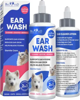 Cat & Dog Ear Cleaner Drops & Wash Solution - Yeast Otic Infection Treatment & Itchy Ear Relief for Pet - Wax Remover & Flush Remedy for Any Pets