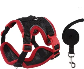 Cat Harness and Leash Set for Walking  Escape-Proof Reflective Vest for Cats and Small Dogs, Adjustable Soft Air Mesh with Pressure-Reducing Design, 4.92ft, XL, Red & Black