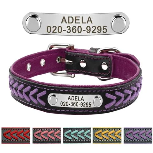 Customized Adjustable Leather Dog Collar For Small, Medium & Large Dogs