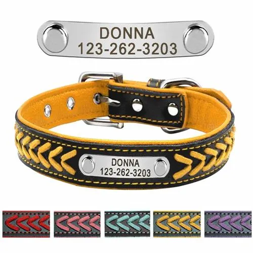 Customized Adjustable Leather Dog Collar For Small, Medium & Large Dogs