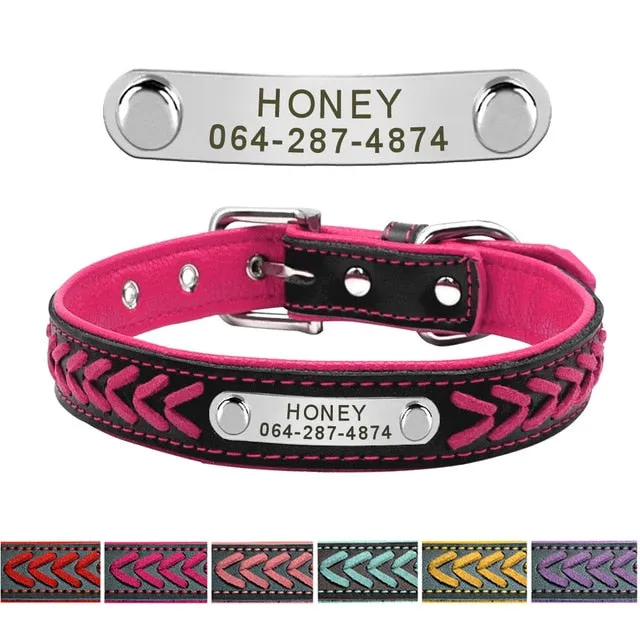 Customized Adjustable Leather Dog Collar For Small, Medium & Large Dogs