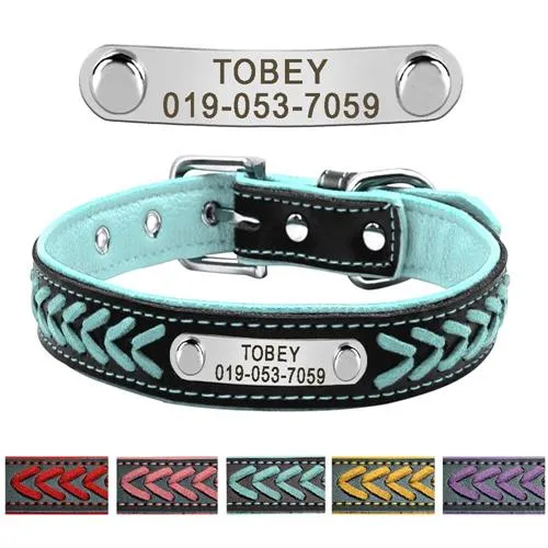 Customized Adjustable Leather Dog Collar For Small, Medium & Large Dogs