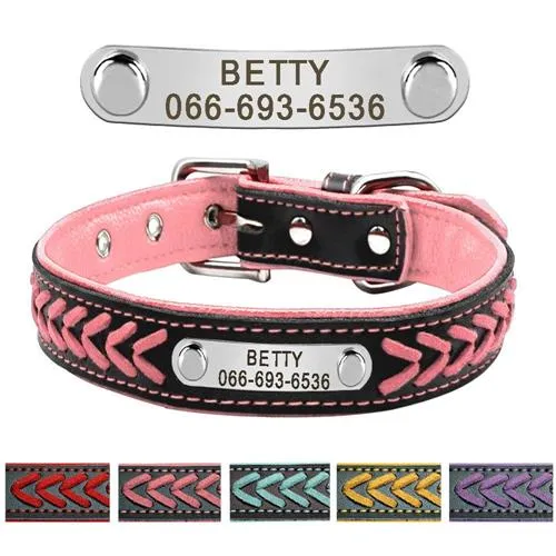 Customized Adjustable Leather Dog Collar For Small, Medium & Large Dogs