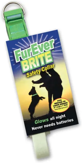 Davis Manufactruing FurEver Brite Glow in The Dark Pet Safety Collar, Medium to Large, Green, FB.SC-M