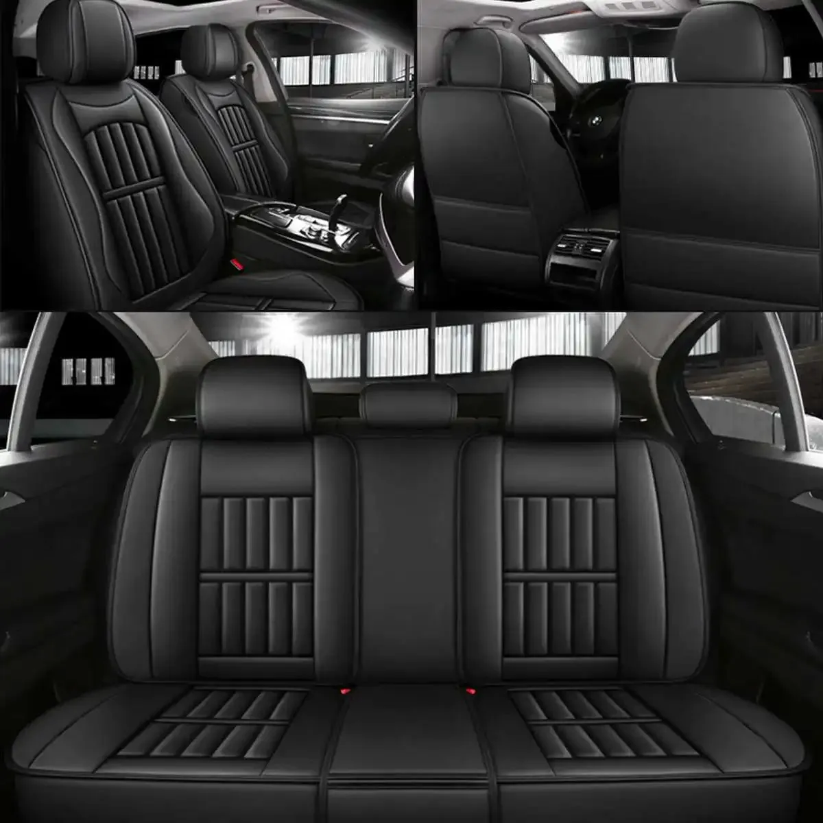 Deluxe PU Leather Car Seat Covers for 5 Seats – 11PCS Full Set with Front & Rear Protection for SUV & Truck 04