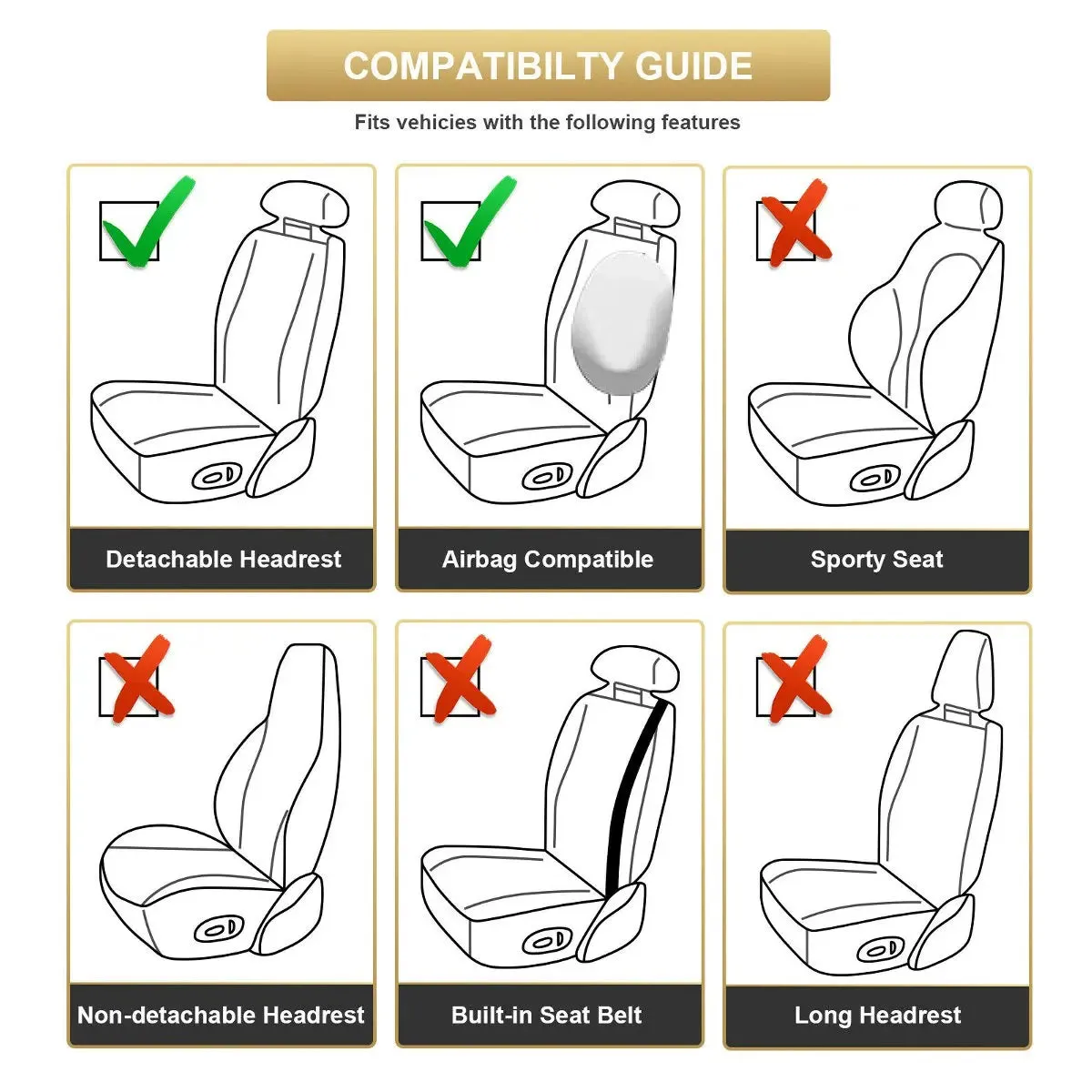 Deluxe PU Leather Car Seat Covers for 5 Seats – 11PCS Full Set with Front & Rear Protection for SUV & Truck 04