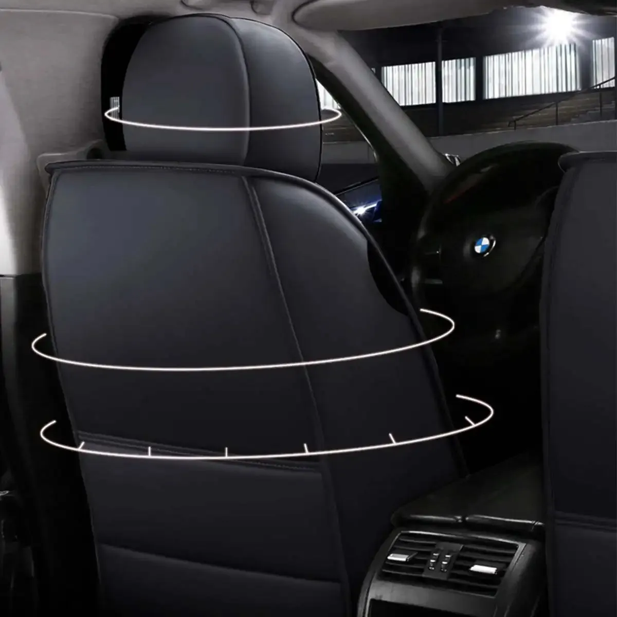 Deluxe PU Leather Car Seat Covers for 5 Seats – 11PCS Full Set with Front & Rear Protection for SUV & Truck 04