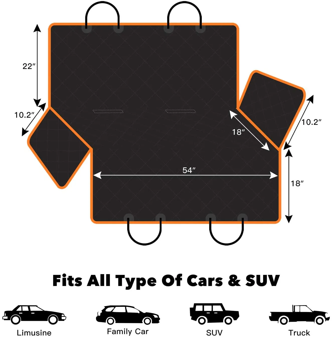 Dog Car Seat Cover Waterproof Pet Seat Cover for Back Seat Scratch Proof & Hammock 600D Heavy Duty Dog Seat Cover for Cars Truck