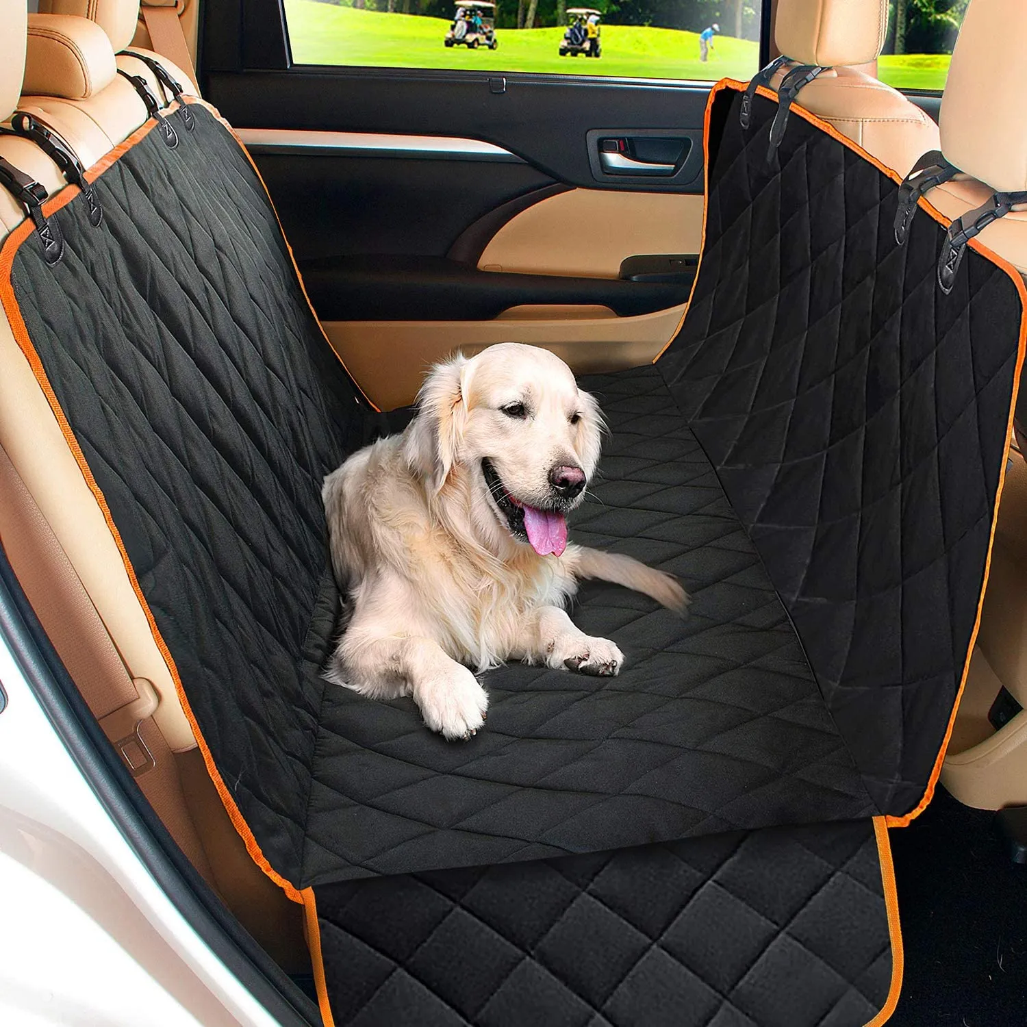Dog Car Seat Cover Waterproof Pet Seat Cover for Back Seat Scratch Proof & Hammock 600D Heavy Duty Dog Seat Cover for Cars Truck