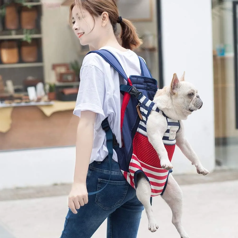 Dog Carrier Backpack, Pet Front Carrier Backpack Legs Out Dog Chest Carrier for Small Medium Dogs, Hands-Free Cat Backpack Carrier Dog Travel Backpack Airline Approved Hiking Bike Motorcycle