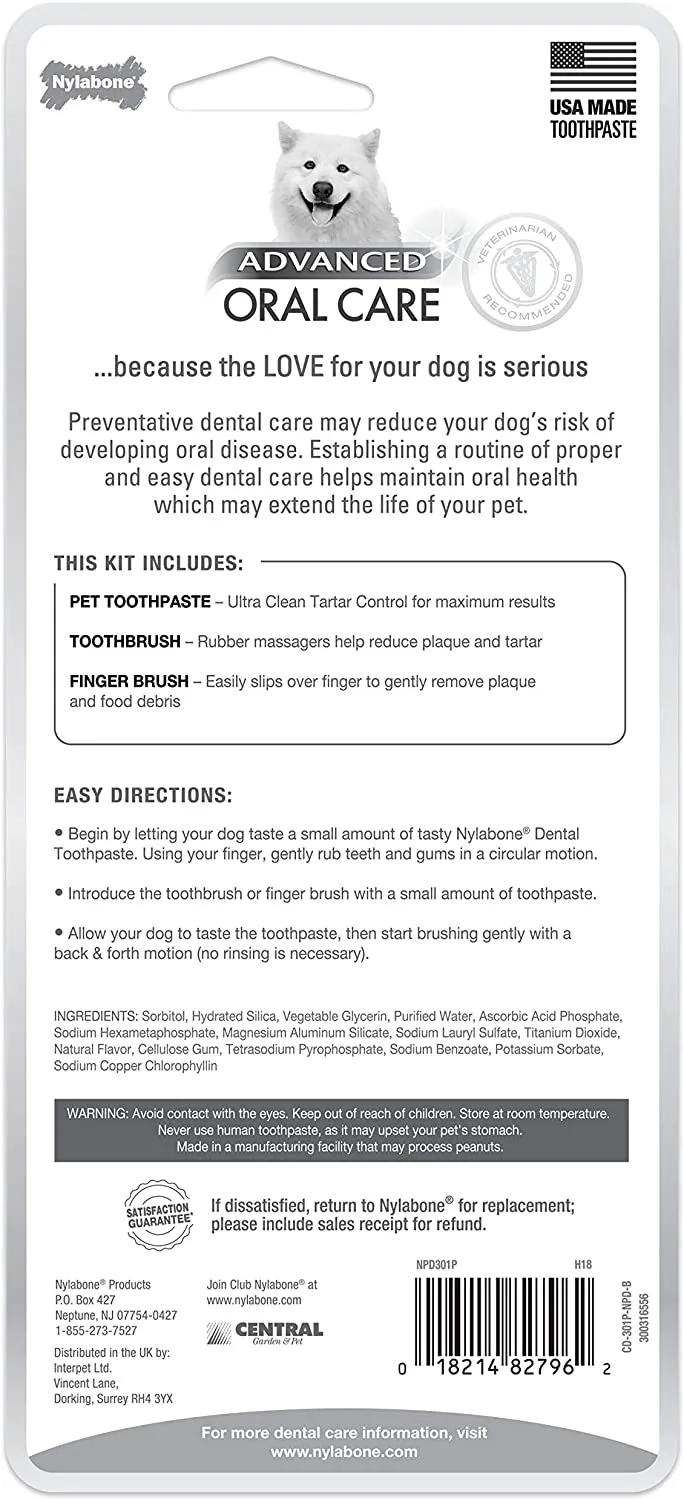 Dog Dental Kit - Nylabone Advanced Oral Care Natural Dog Dental Kit