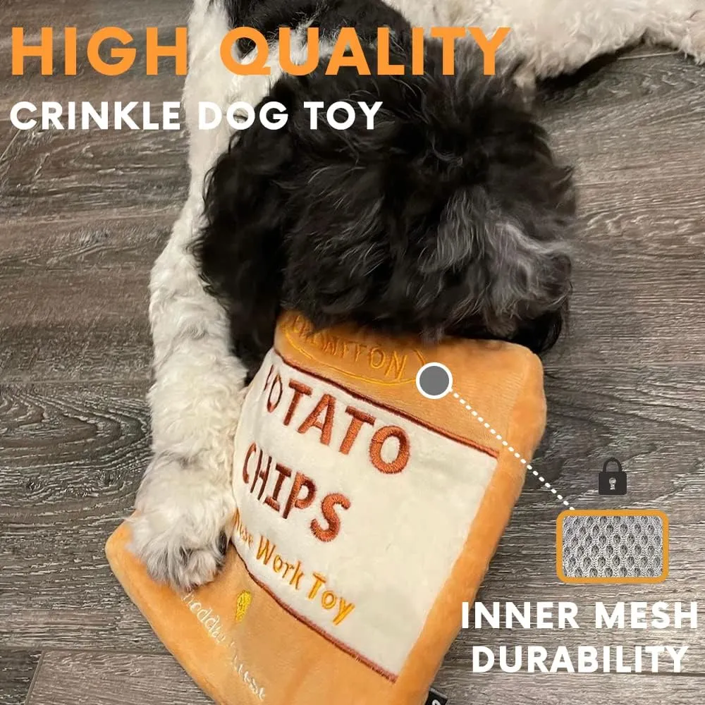 Dog Enrichment Puzzle Toys, Interactive Snuffle Crinkle Treat Toy for Boredom and Mental Stimulating, Nose Work Potato Chips Dog Toy for Small, Medium and Large Dogs