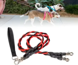 Double Bungee Leash - 1st Step Training Tool,Double Bungee Dog Leash,360 Swivel for Small/Medium/Large Breeds,Padded Handles,Tangle Free,Shock Absorbing Rope (Red/Black, Double Leash)