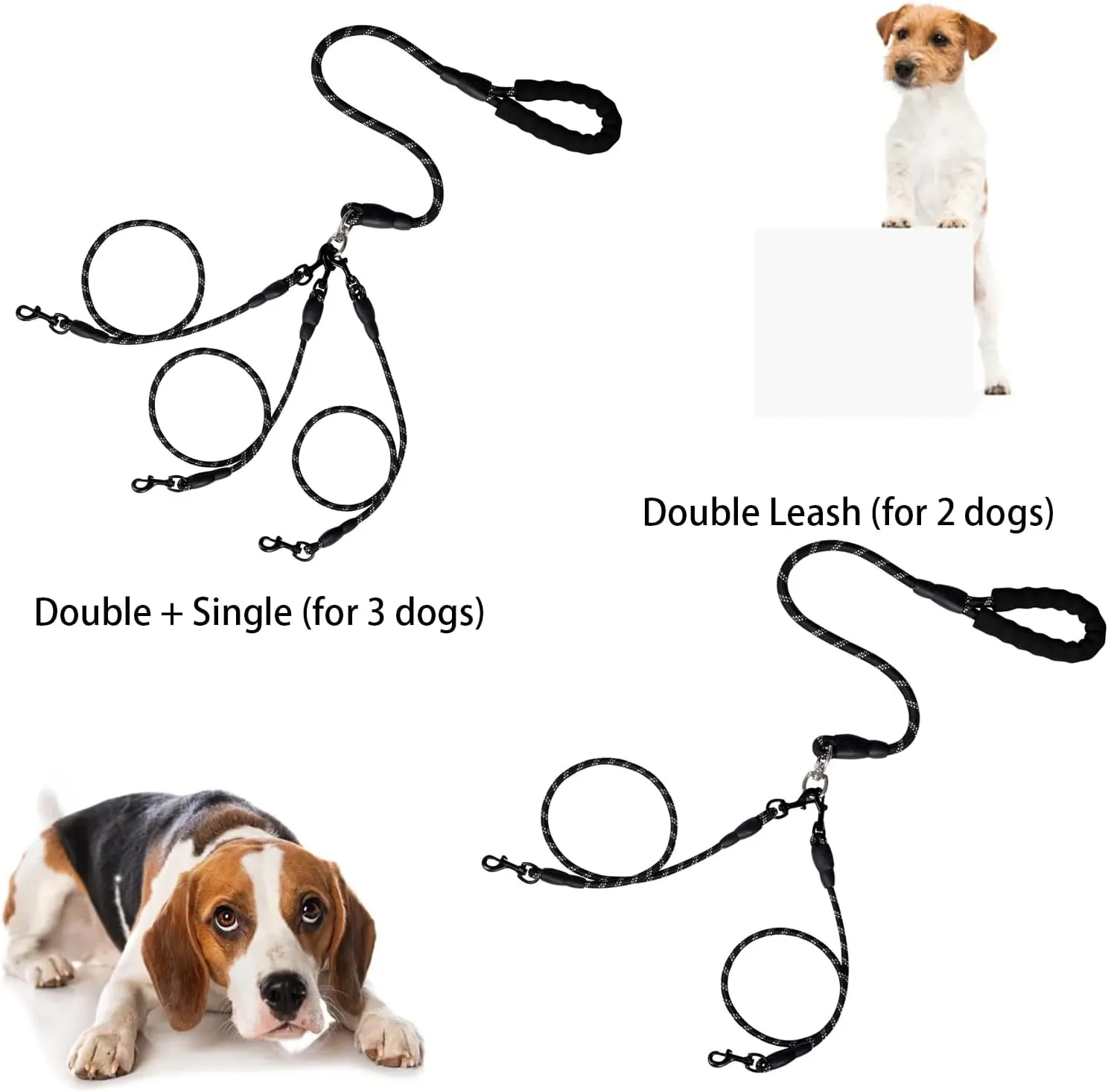 Double Bungee Leash - 1st Step Training Tool,Double Bungee Dog Leash,360 Swivel for Small/Medium/Large Breeds,Padded Handles,Tangle Free,Shock Absorbing Rope (Red/Black, Double Leash)