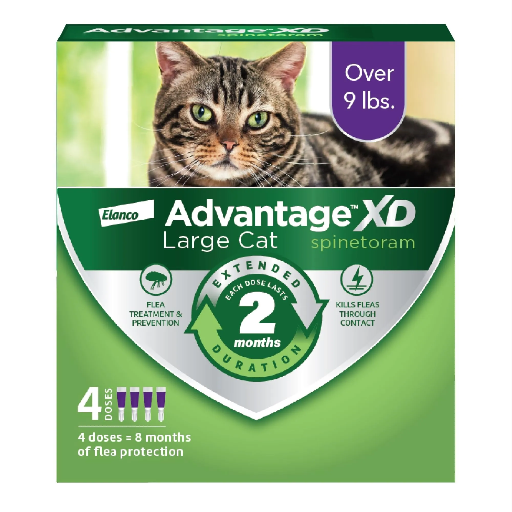 Elanco Advantage XD Extended Large Cat 8-Month 4-Dose Flea and Tick Spot-on Treatment - 9  Lbs - 4 Pack