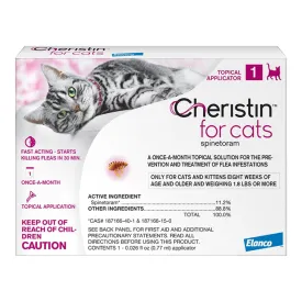 Elanco Cheristine Cat 6-Week Dose Topical Spot-on Cat Flea and Tick Treatment - 1.8  Lbs