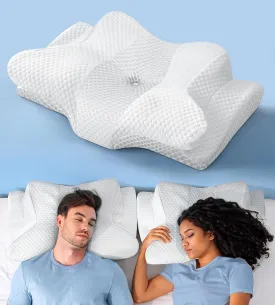 Emircey Cervical Neck Pillow for Sleeping, Adjustable Ergonomic Pillow for Pain Relief, Odorless Memory Foam Pillows for Side Back Stomach Sleeper