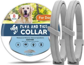 Flea & Tick Collar for Dog, Flea Collars for Dogs, Dog Tick Collars for Large Dogs, Upgraded Snug-Fitting Dogg Collar, Adjustable 8 Months Prevention 2-Pack