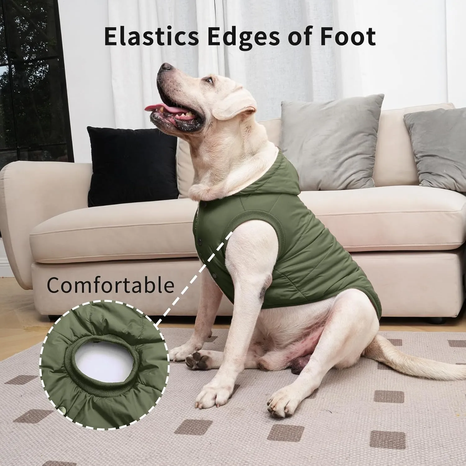 Fleece Lining Extra Warm Dog Hoodie in Winter for Medium Dogs Jacket Pet Coats with Hooded Green L