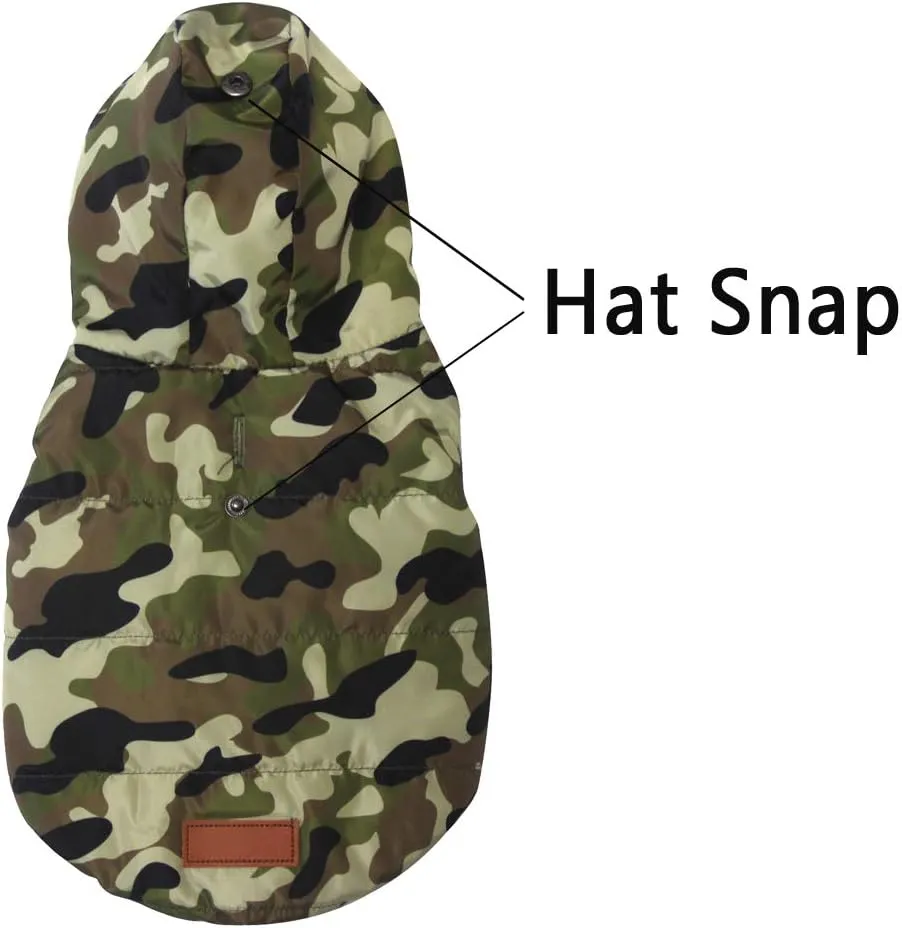 Fleece Lining Extra Warm Dog Hoodie in Winter for Medium Dogs Jacket Pet Coats with Hooded,Green Camo L