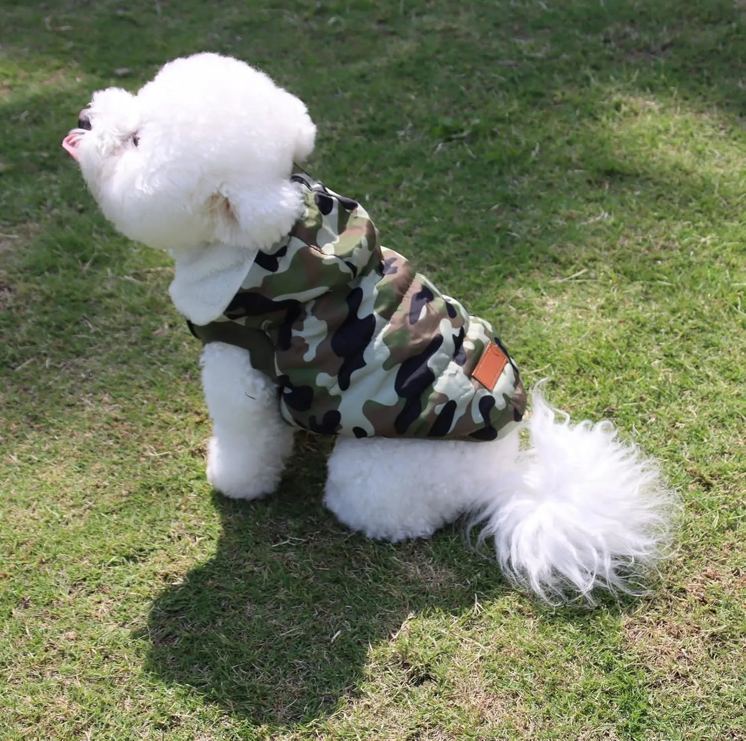 Fleece Lining Extra Warm Dog Hoodie in Winter for Medium Dogs Jacket Pet Coats with Hooded,Green Camo L