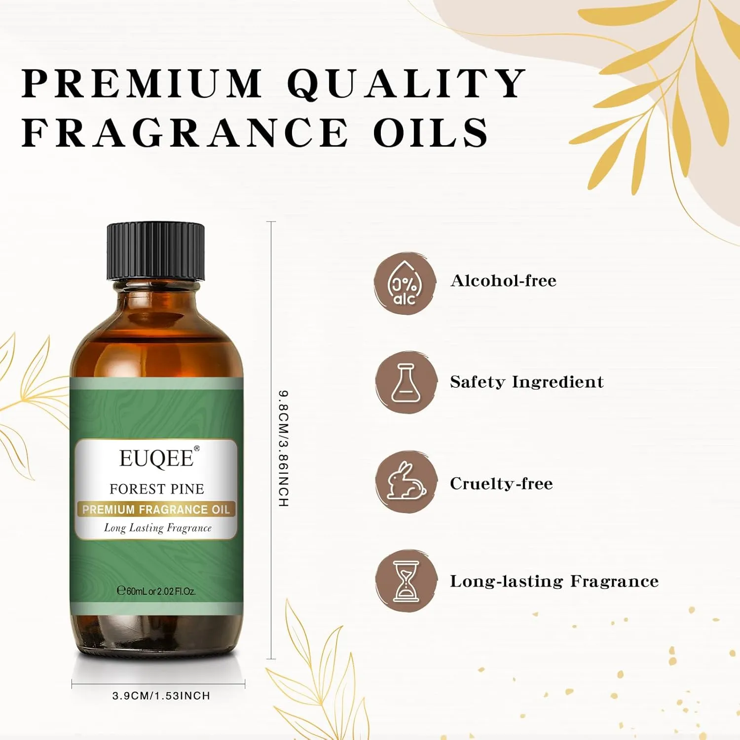 Forest Pine Fragrance Oil Premium Fragrance Essential Oil 2.02 Fl oz with Glass Dropper for Diffusers, Soap Making, DIY Candle (60ml)
