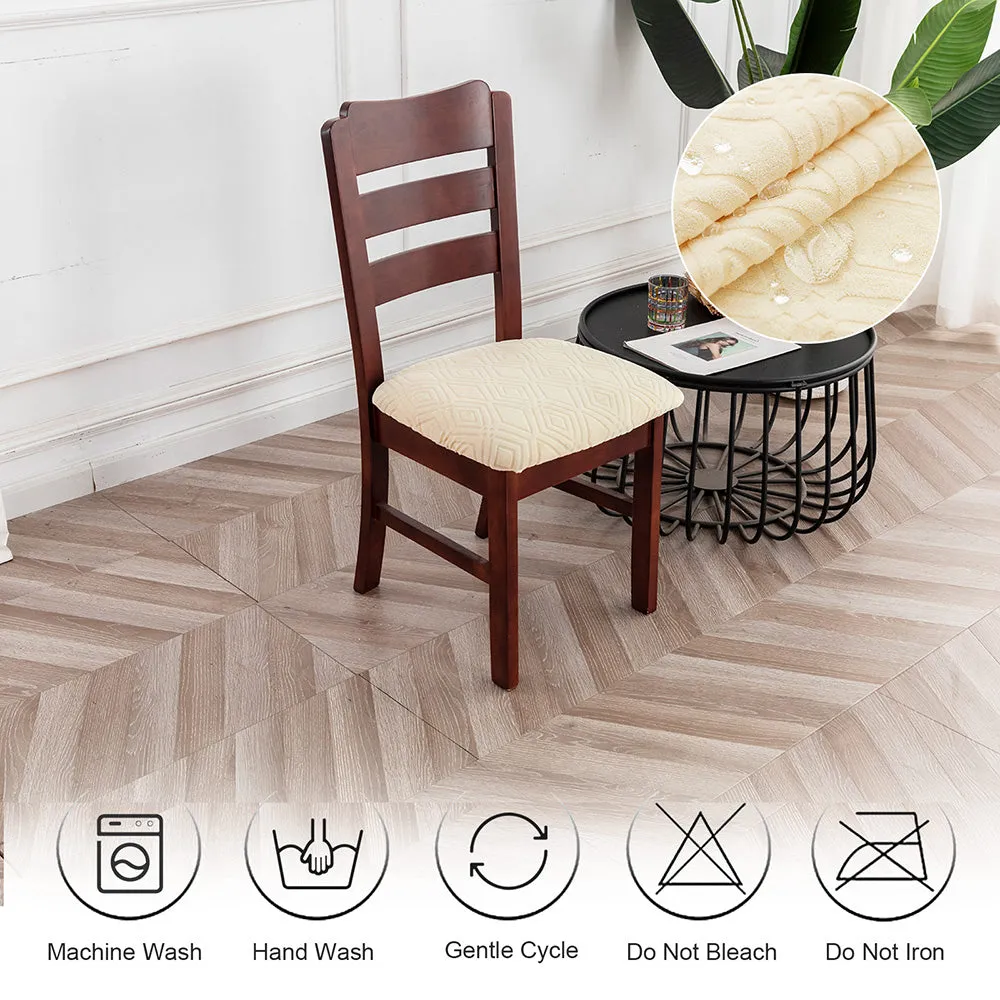 Geometric Jacquard Solid Color Stretch Chair Seat Cover