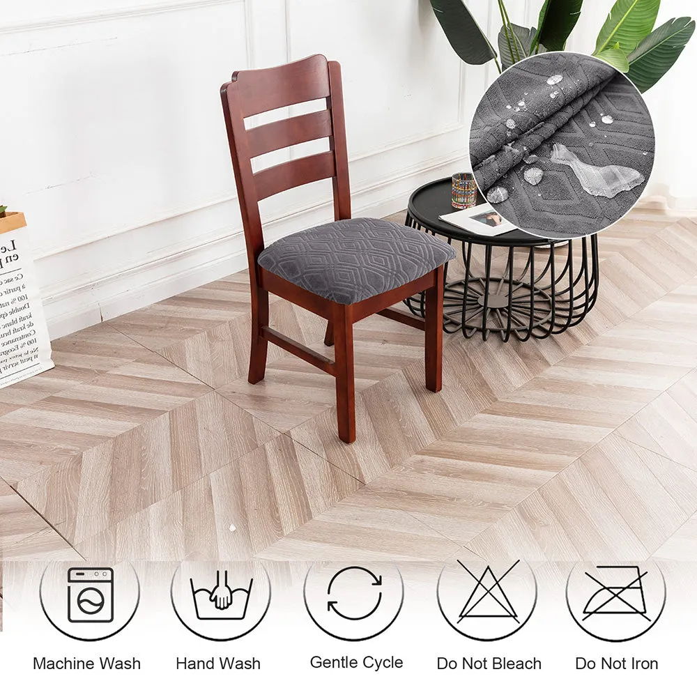 Geometric Jacquard Solid Color Stretch Chair Seat Cover
