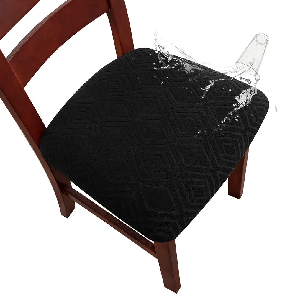 Geometric Jacquard Solid Color Stretch Chair Seat Cover