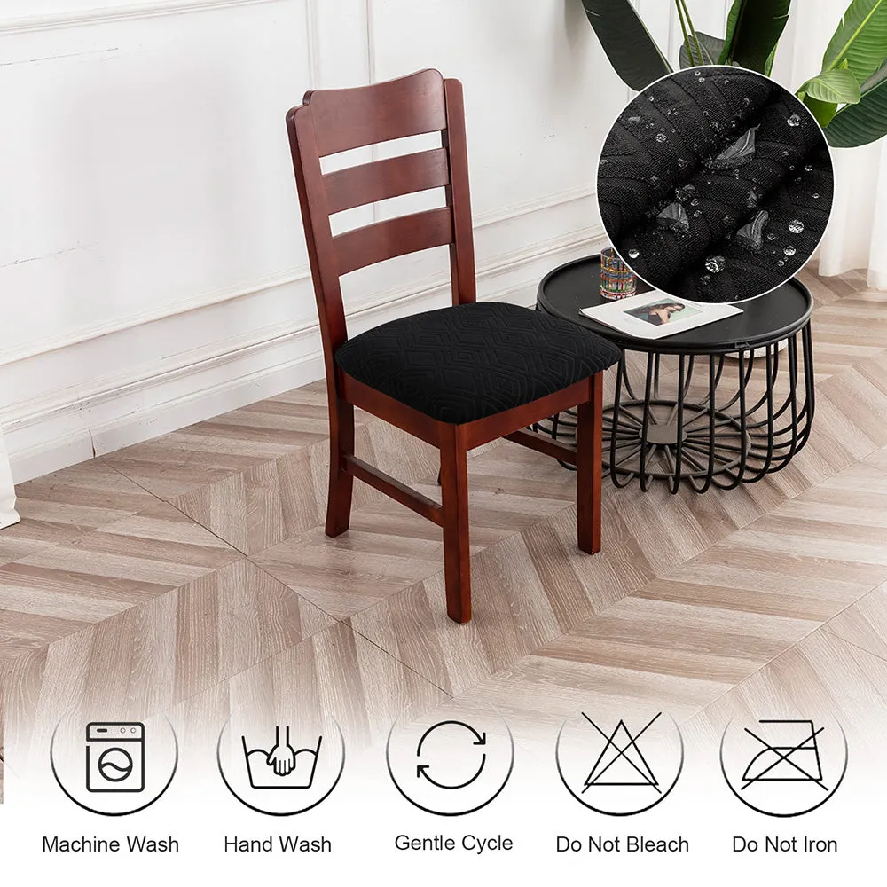 Geometric Jacquard Solid Color Stretch Chair Seat Cover
