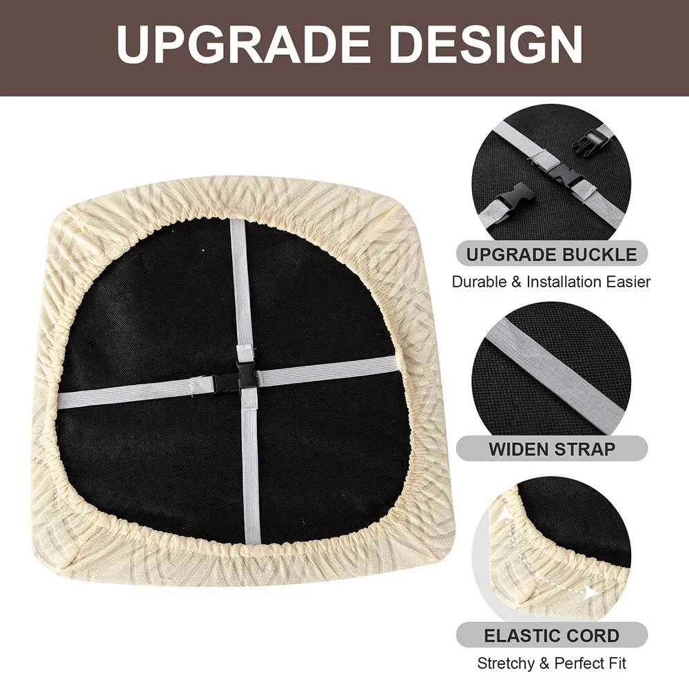 Geometric Jacquard Solid Color Stretch Chair Seat Cover