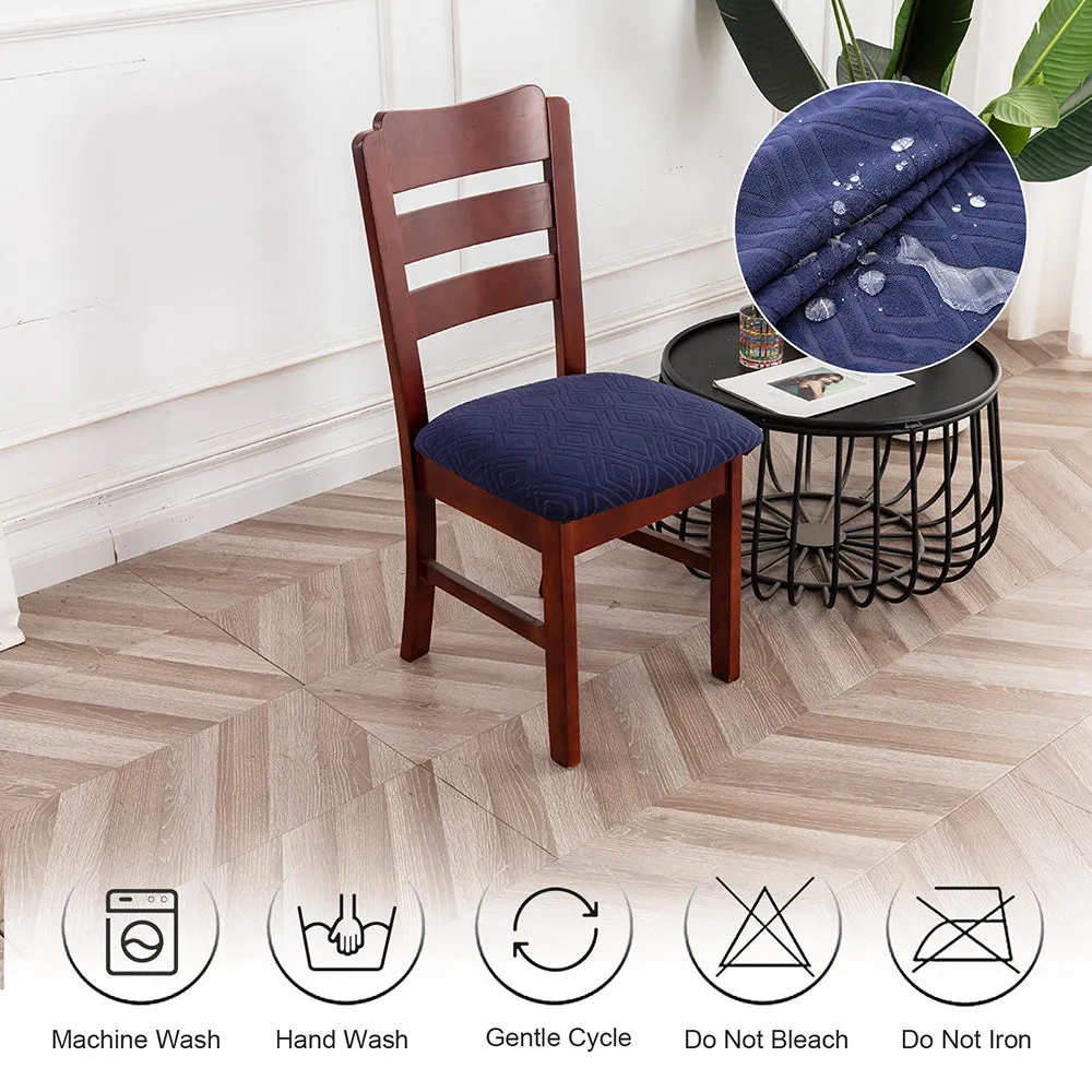 Geometric Jacquard Solid Color Stretch Chair Seat Cover