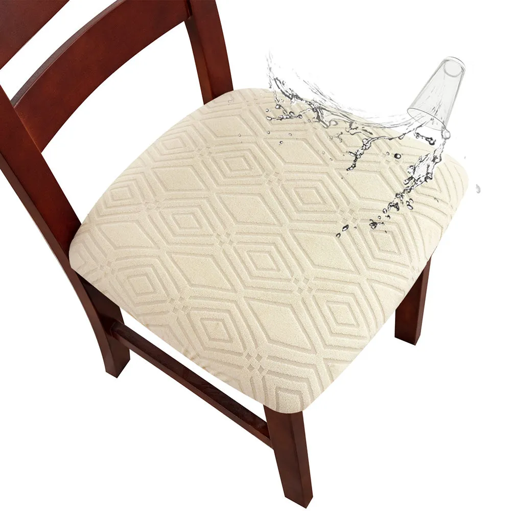 Geometric Jacquard Solid Color Stretch Chair Seat Cover