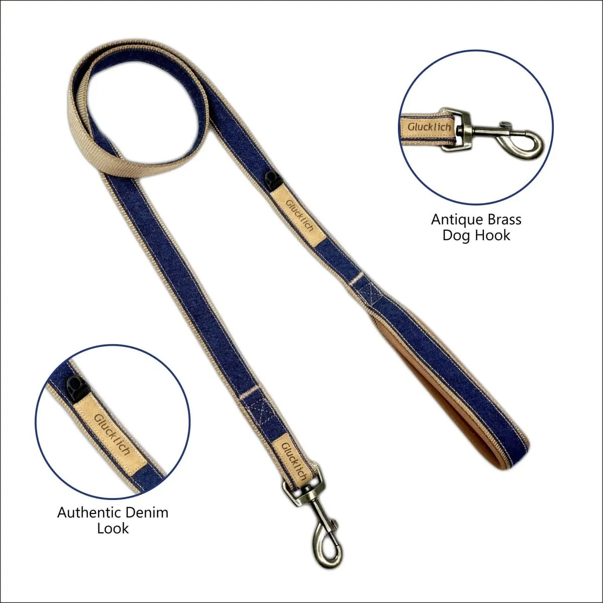 Glucklich Denim Nylon Pet Leash