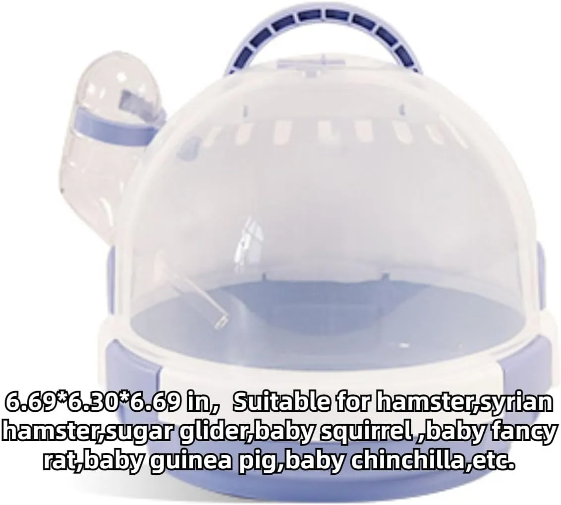 Hamster Carrier Cage with Lovely Cover and Chain Portable Cages Small Animals Carry Travel Case with Water Bottle Plastic Breathable Outgoing Cage for Dwarf Hamster Guinea Pig (Black)
