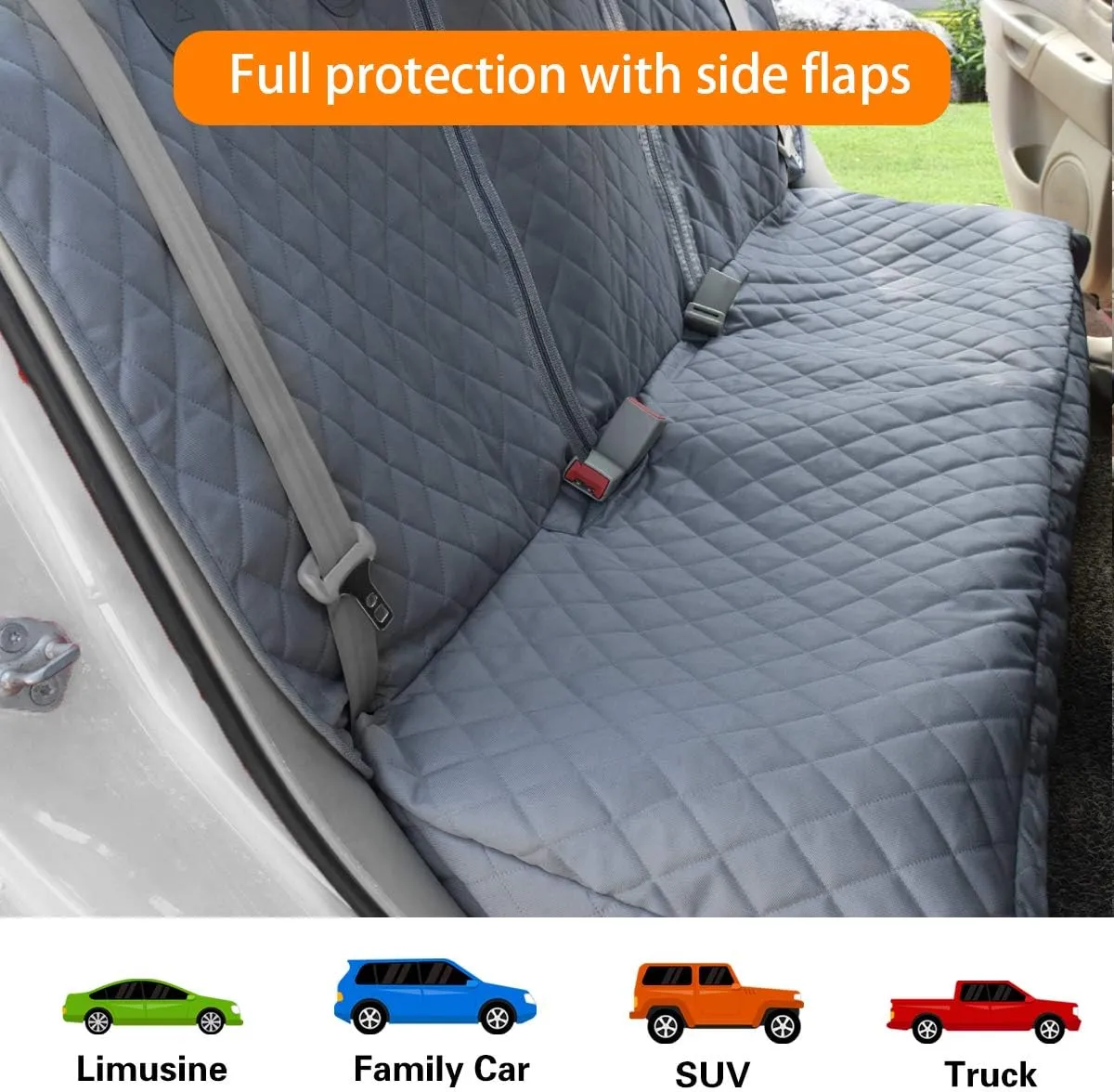 Honest Dog Car Seat Covers, Dog seat Cover with Side Flap for Cars, Trucks, and Suv's - Waterproof & Nonslip Pet Seat Cover for Backseat(Gray, 57W x 47L)