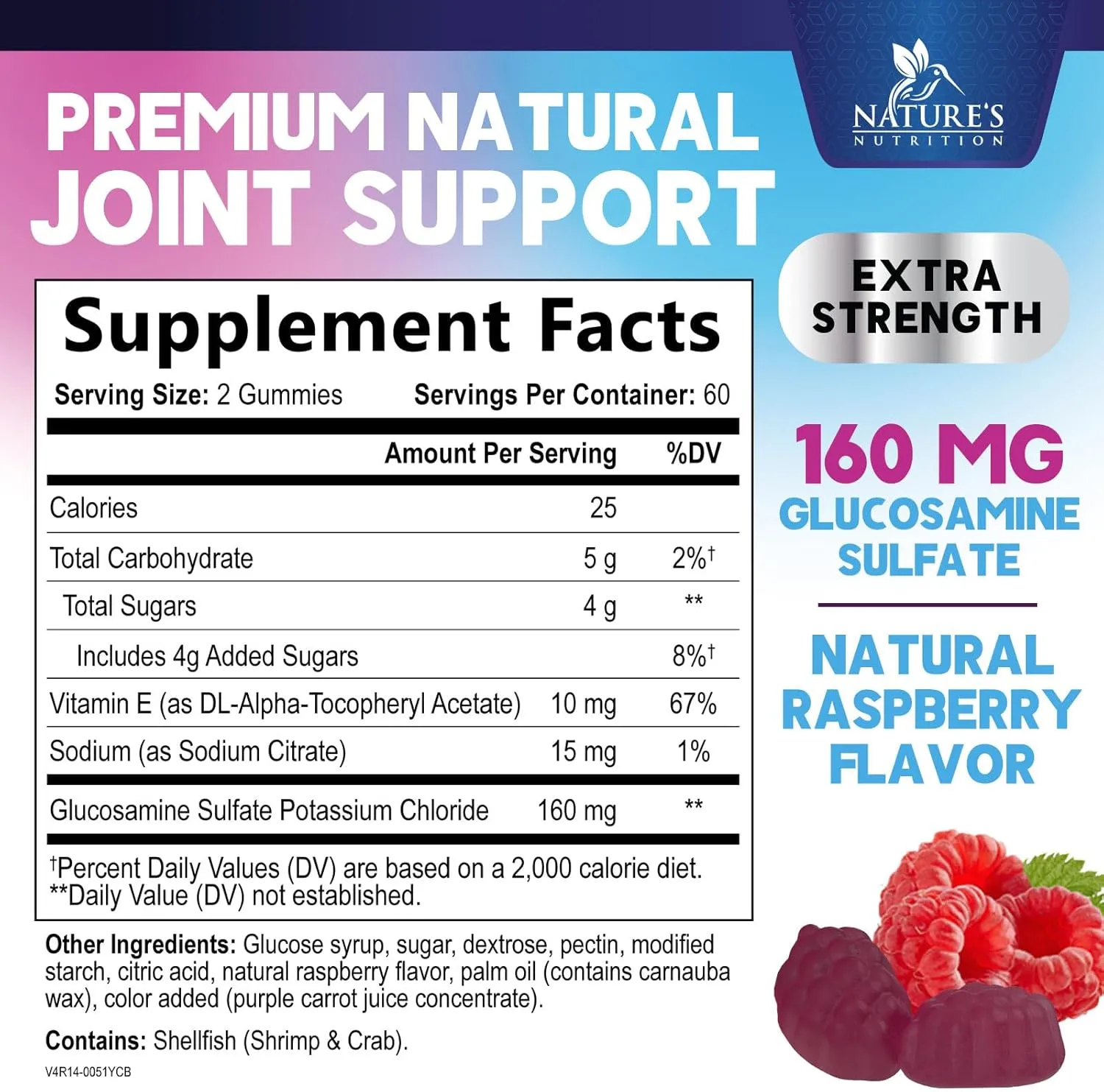 Joint Support Gummies Glucosamine Plus Vitamin E - Nature's Joint Support Supplement for Occasional Discomfort for Back, Knees & Hands - Cartilage & Joint Health & Flexibility Support - 120 Gummies