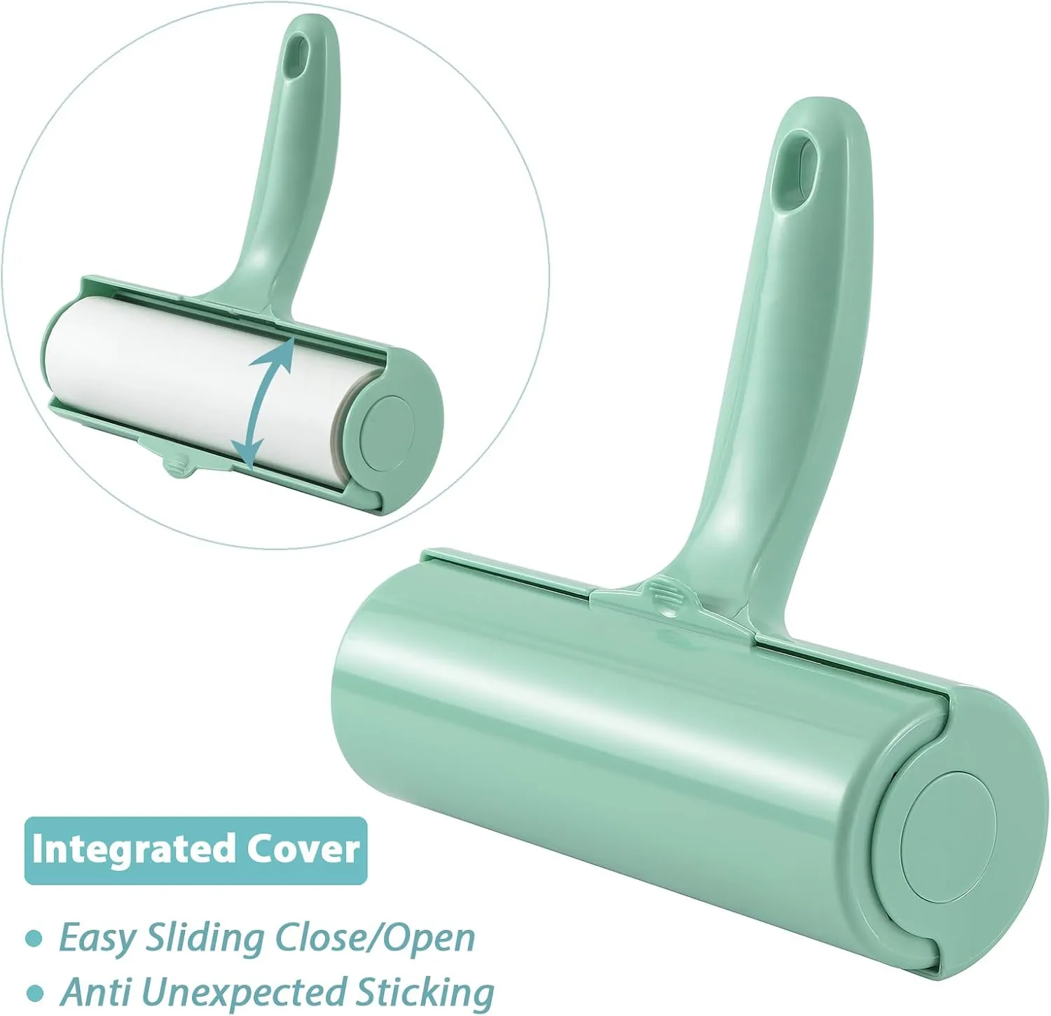 Large Lint Roller with Refills for Pet Hair Removal Extra Sticky 6.3 inch Wide Surface Lint Roller with Cover for Clothes Couch Furniture (Total 5 Sticky Rolls)