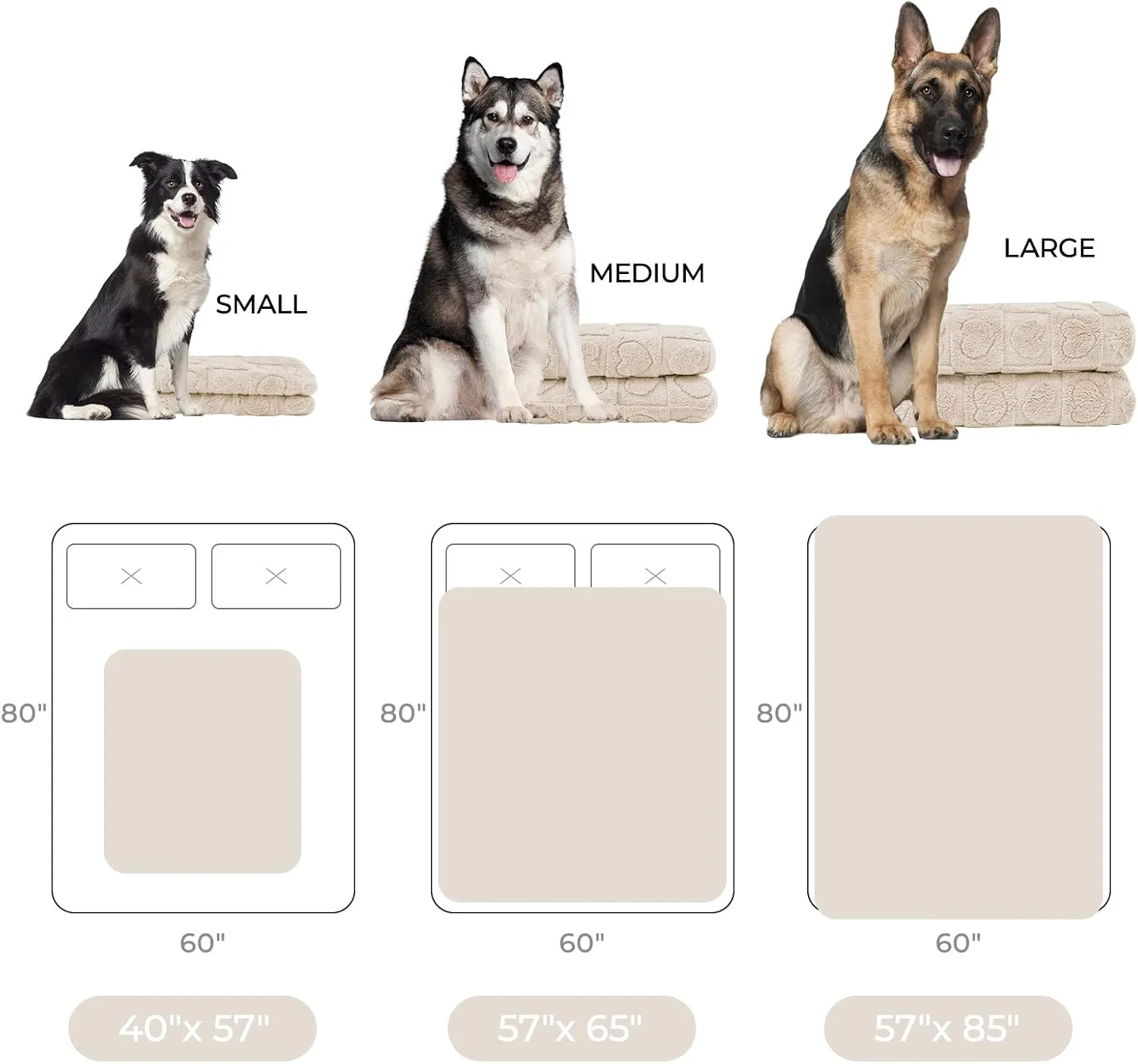 Luciphia Waterproof Blanket for Large Dogs Washable Pet Bed Cover Soft Fluffy Puppy Couch Protector with Premium Fleece Cozy Calming Cat Blankets for Indoor Cats Beige 57x40 inch